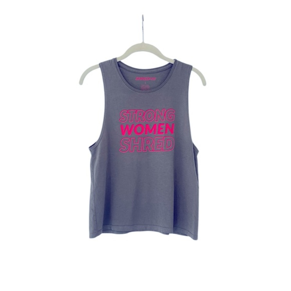 Gray Crop Tank with Pink Print